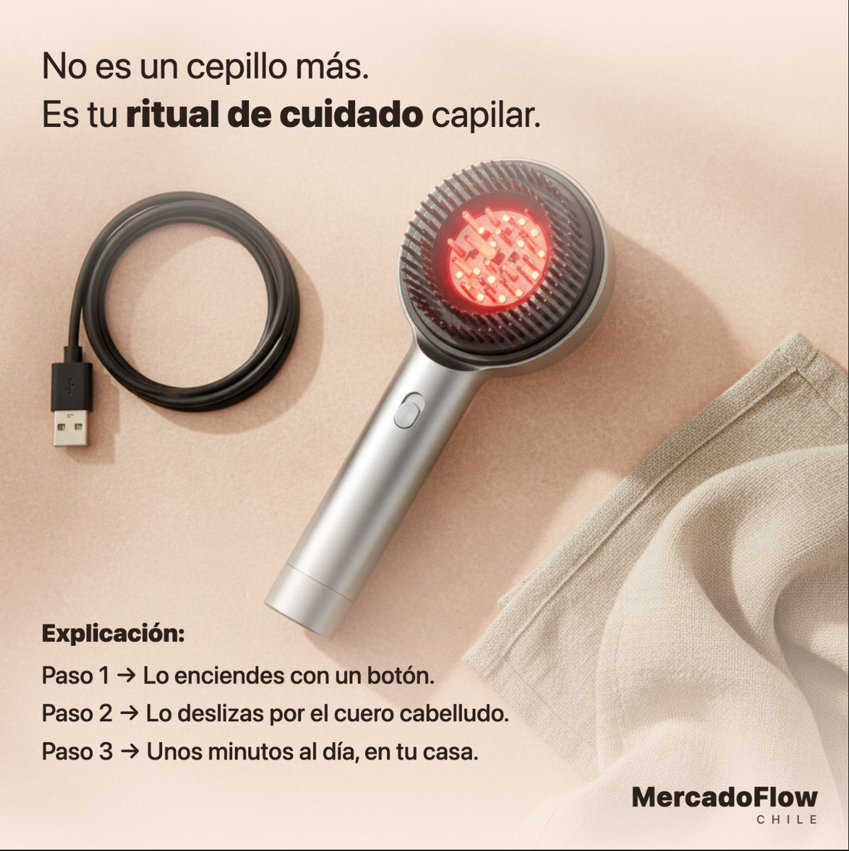 Cepillo Masajeador Cabello Terapia Luz