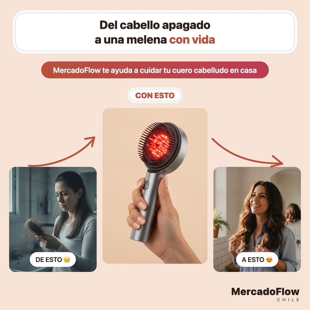 Cepillo Masajeador Cabello Terapia Luz