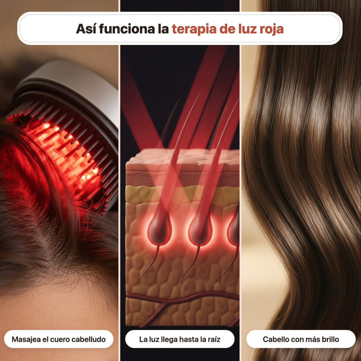 Cepillo Masajeador Cabello Terapia Luz